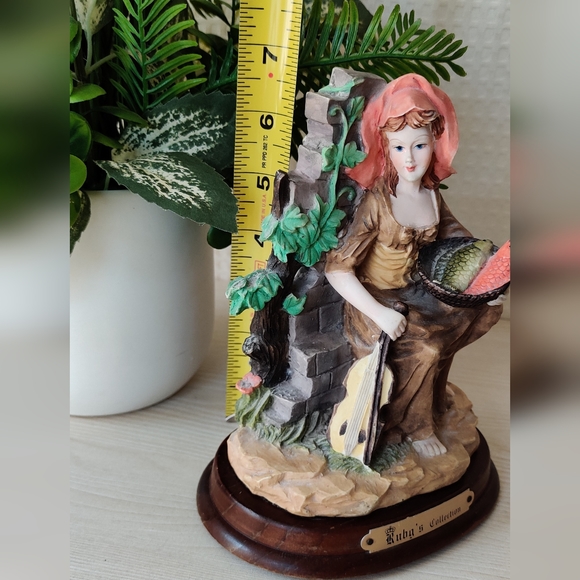 Ruby's Collection Sculpture Lady Sitting with basket of Trout and Violin - Picture 8 of 9